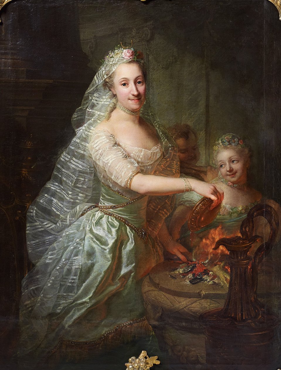Porträtt av Magdalena Charlotte von Olthoff som offerprästinna av Georg David Matthieu