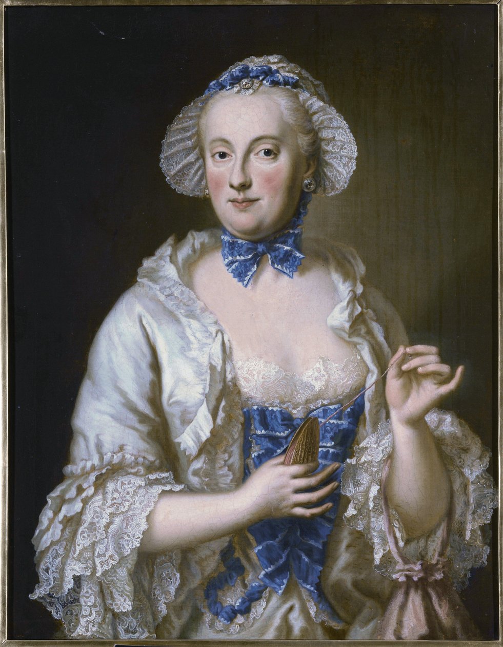 Franska: Marie-Anne-Sophie de Saxe, princesse électrice de Bavière (1728-1797) Porträtt av Maria Anna Sophia av Sachsen, kurfurstinna av Bayern (1728-1797) av Georg Desmarees
