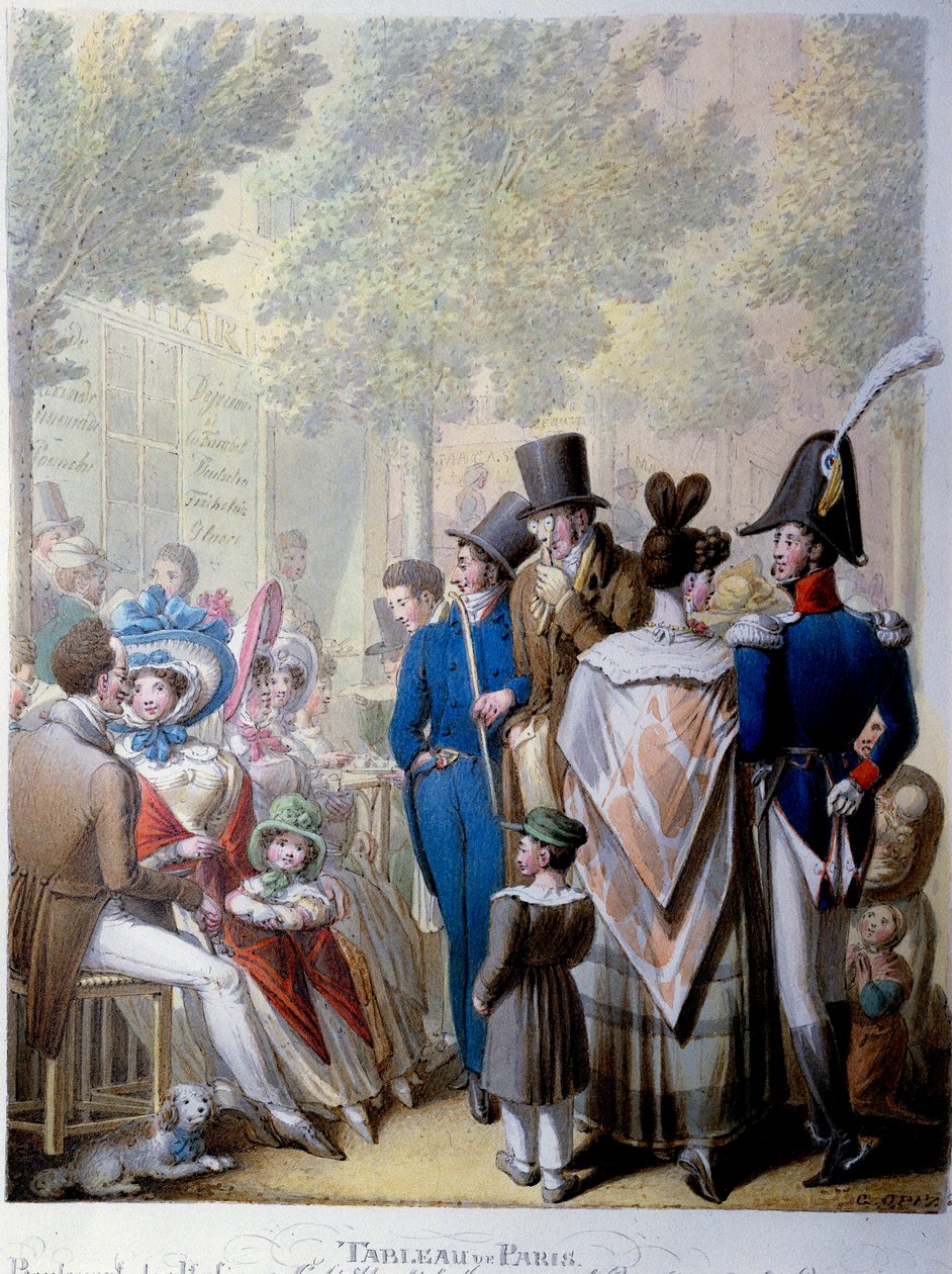 Boulevard des Italians, caféet Hardy i Paris på 1800-talet. Litografi av tysken Georg Emanuel Opitz (1775-1841) av Georg Emanuel Opitz
