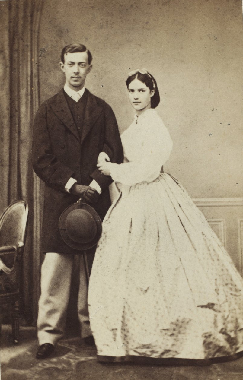 Porträtt av storhertig Nicholas Alexandrovich av Ryssland 1843-1865 och prinsessan Dagmark, 1864. av Georg Emil Hansen