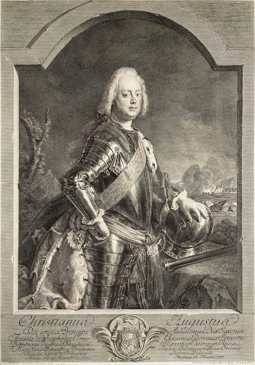 Porträtt av Christian August, prins av Anhalt-Zerbst 1690-1747, 1750. av Georg Freidrich Schmidt