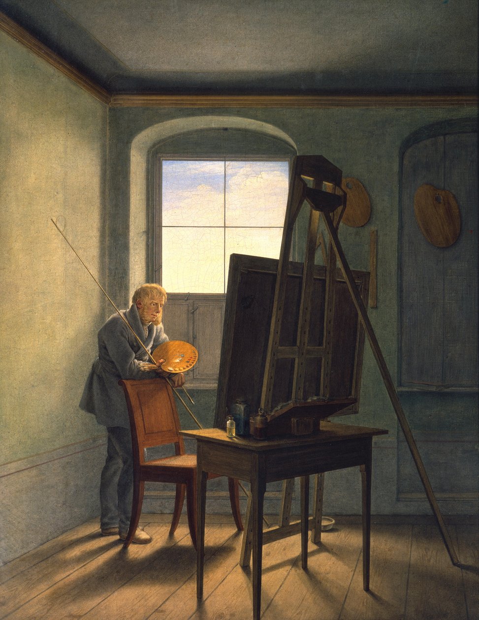 Caspar David Friedrich i sin ateljé av Georg Friedrich Kersting