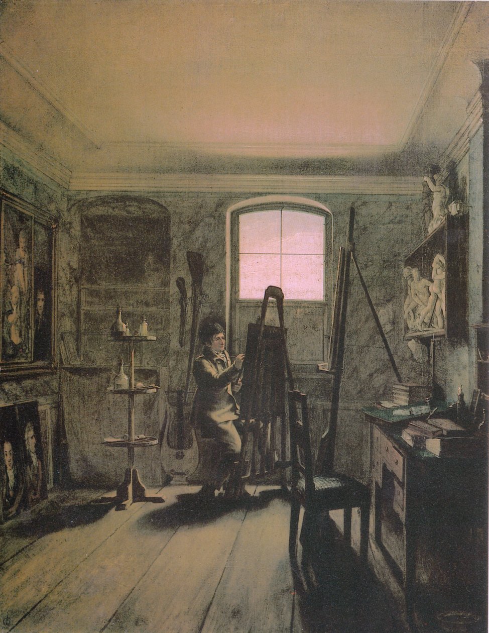 Tyska: Der Maler Gerhard von Kügelgen in seinem Atelier Målaren Gerhard von Kügelgen i sin ateljé av Georg Friedrich Kersting