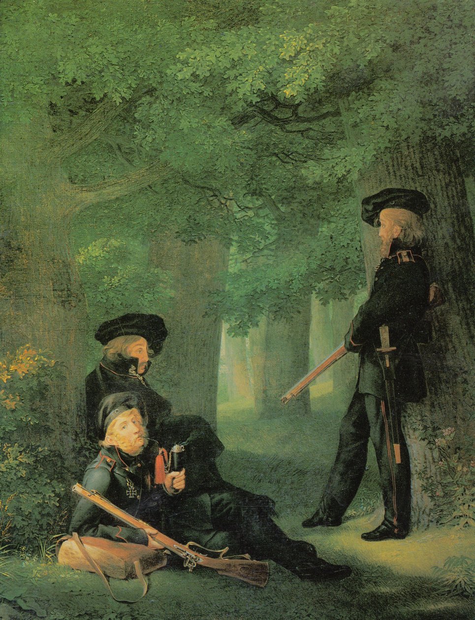 Tyska: Theodor Körner, Friedrich Friesen och Heinrich Hartmann om Utpost Vid utposten av Georg Friedrich Kersting