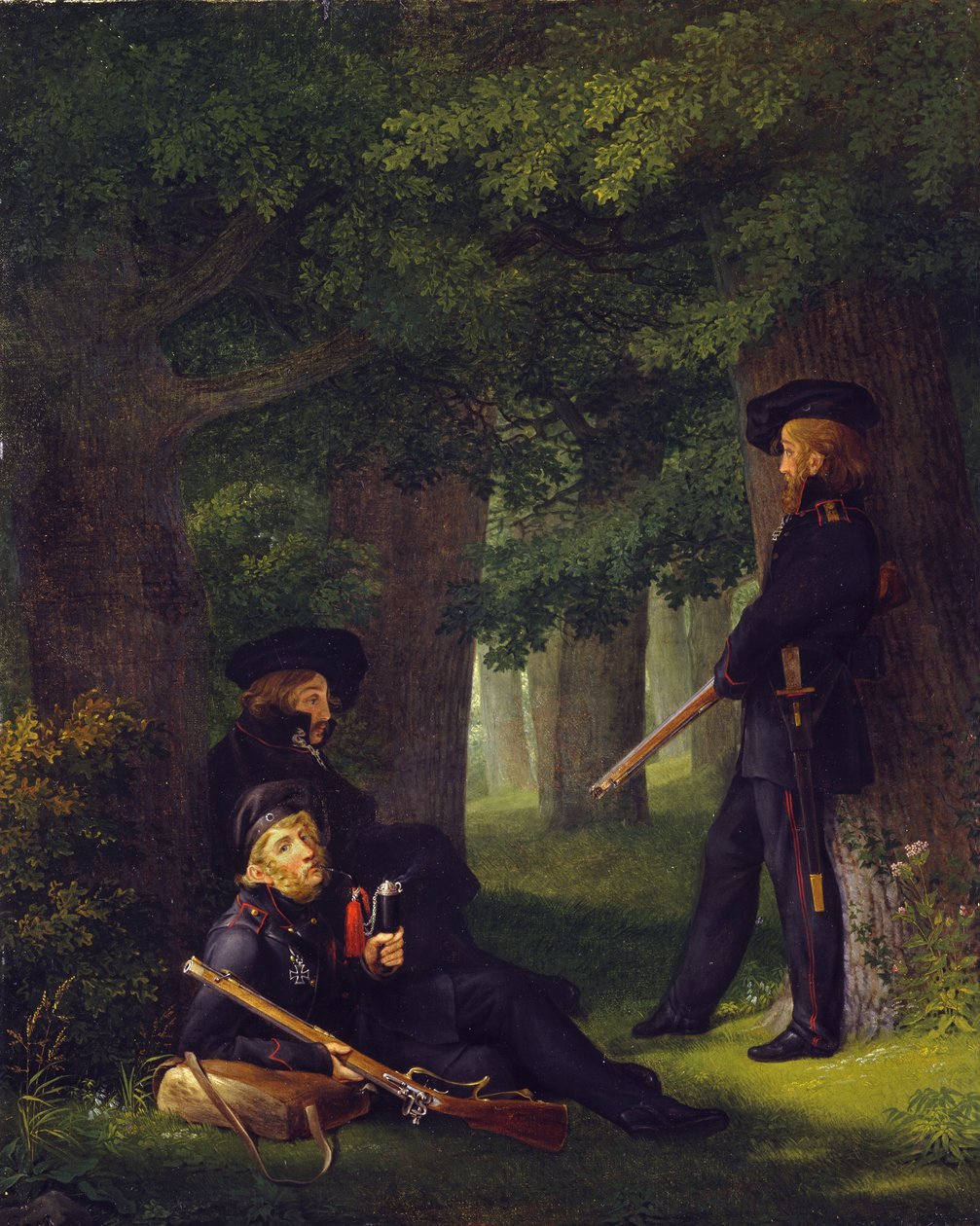 Theodor Körner, Friedrich Friesen och Heinrich Hartmann på vaktposttjänst av Georg Friedrich Kersting