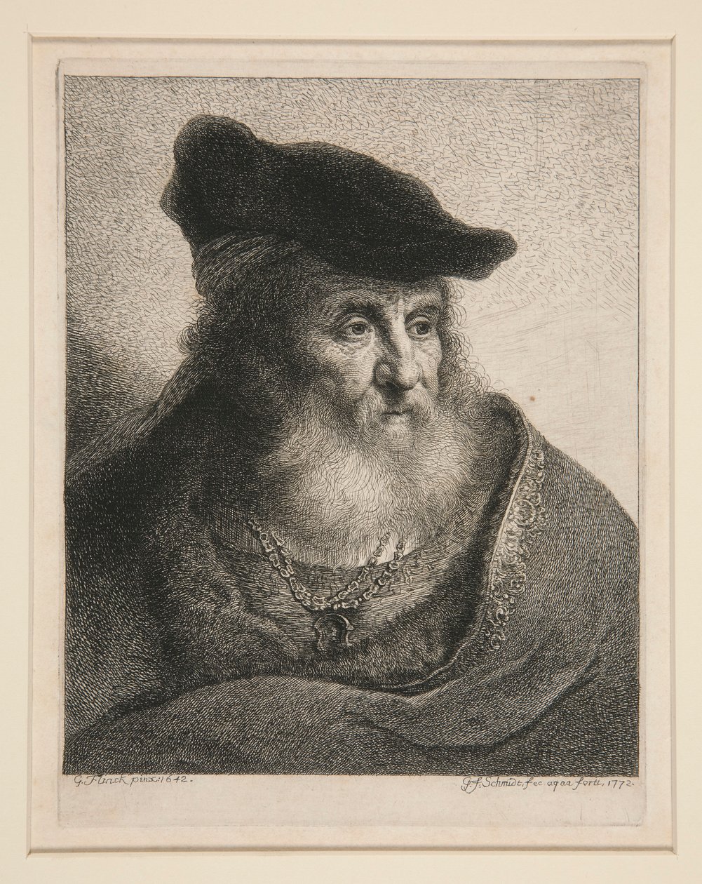 Chef för en skäggig man i sammetsmössa av Georg Friedrich Schmidt