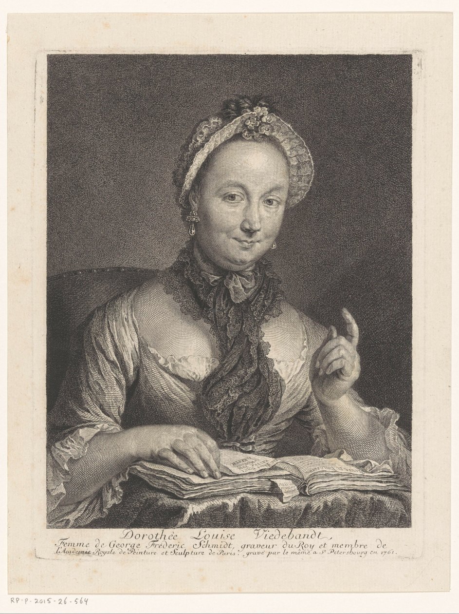 Porträtt av Dorothée Louise Viedebandt, hustru till konstnären Georg Friedrich Schmidt Dorothée Louise Viedebandt, Femme av George Frederic Schmidt (titel på objekt) av Georg Friedrich Schmidt