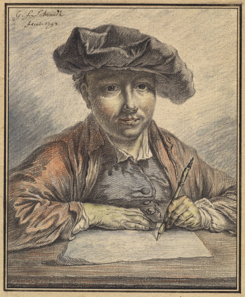 Självporträtt skissar av Georg Friedrich Schmidt