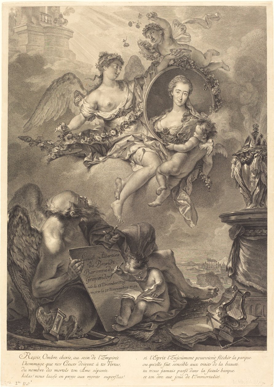 Louise Albertine de Brandt, friherrinna von Grapendorf av Georg Friedrich Schmidt, after Pierre Le Sueur