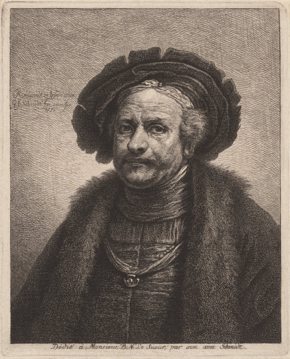 Självporträtt av Rembrandt av Georg Friedrich Schmidt, after Rembrandt van Rijn