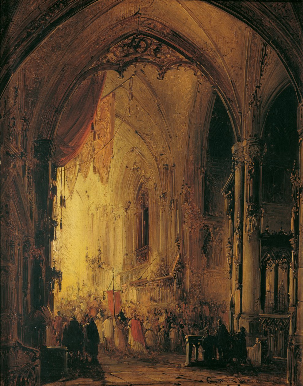 Procession i en katedral av Georg Gillis van Haanen