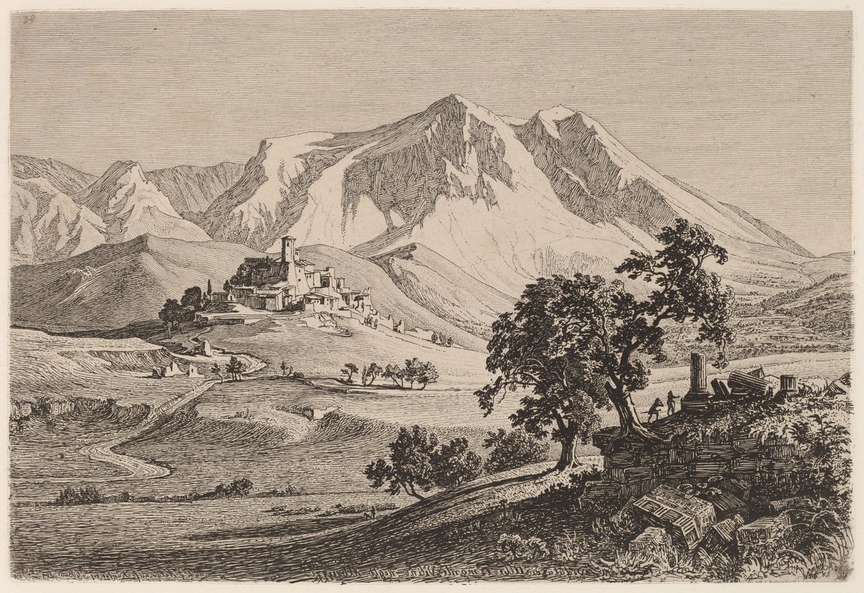 Utsikt över Albe och Monte Velino i Abruzzi av Georg Heinrich Busse