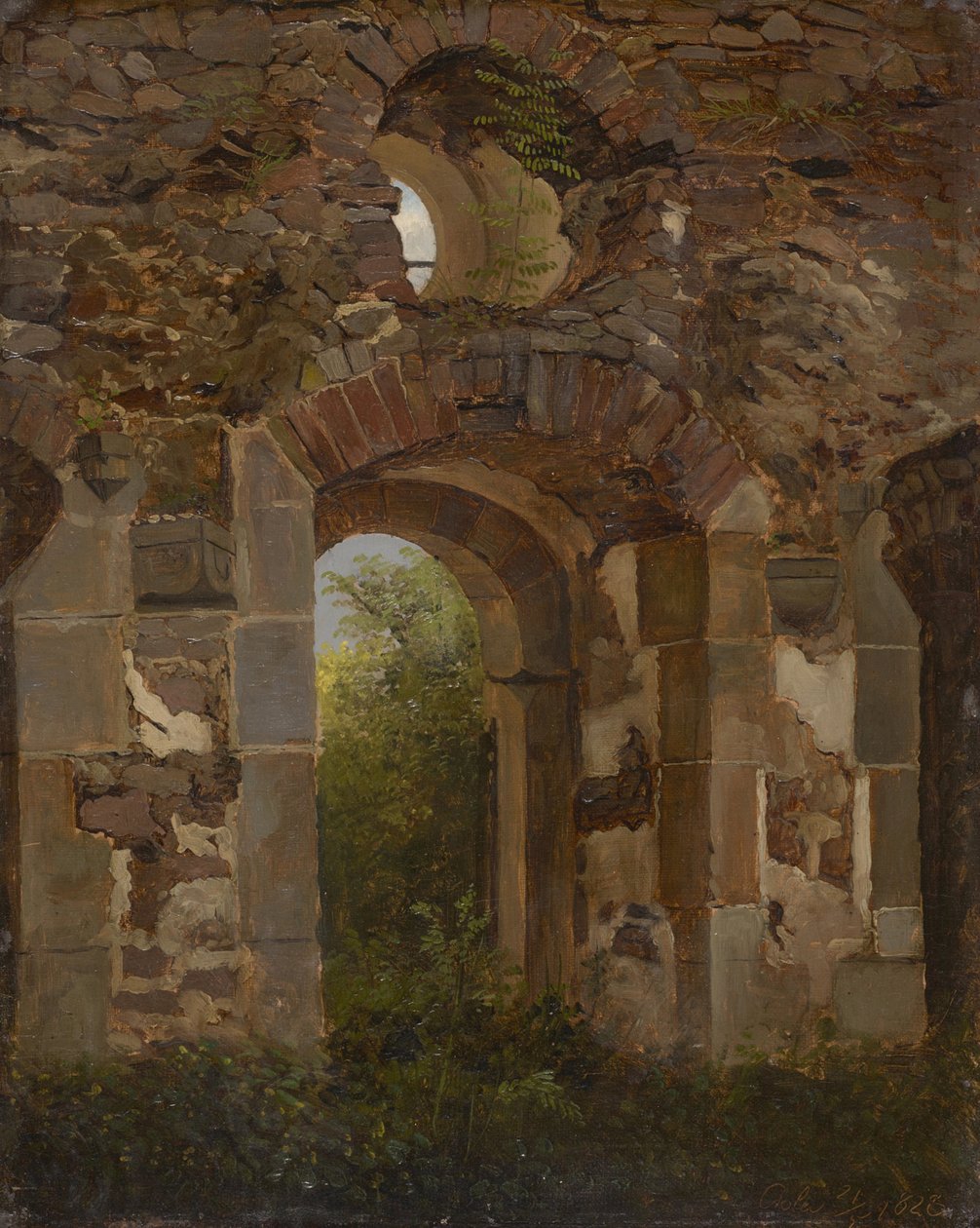 Port i ruinerna av Holy Cross Monastery nära Meissen av Georg Heinrich Crola