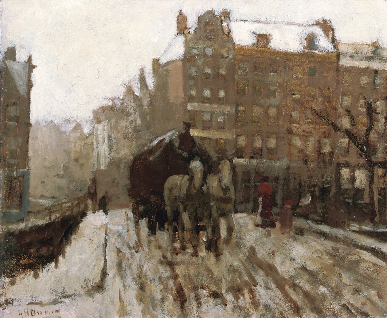 Bro över Singel-kanalen vid Paleisstraat, Amsterdam, ca 1895-1900 av Georg Hendrik Breitner