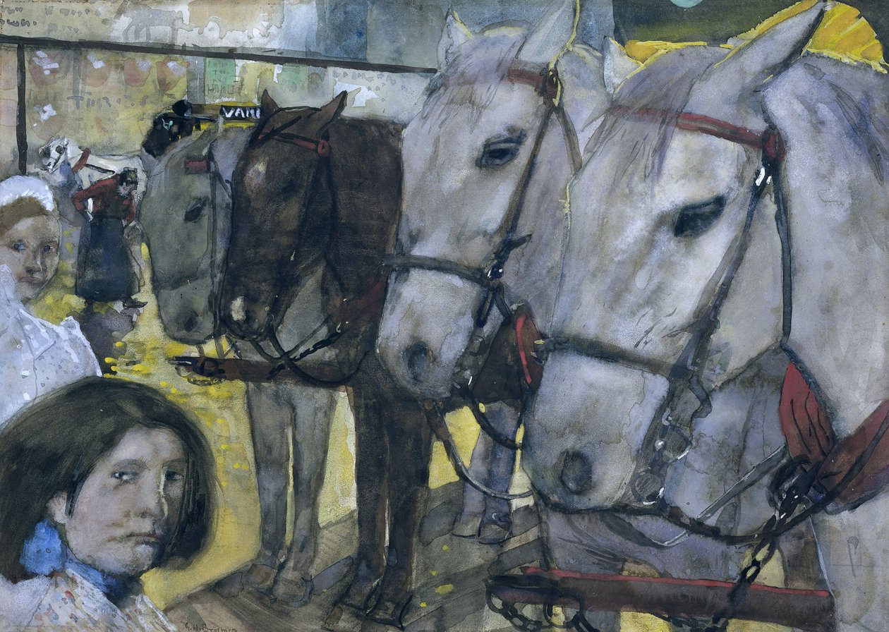 Hästspårvagn på dammen i Amsterdam, 1893 av George Hendrik Breitner