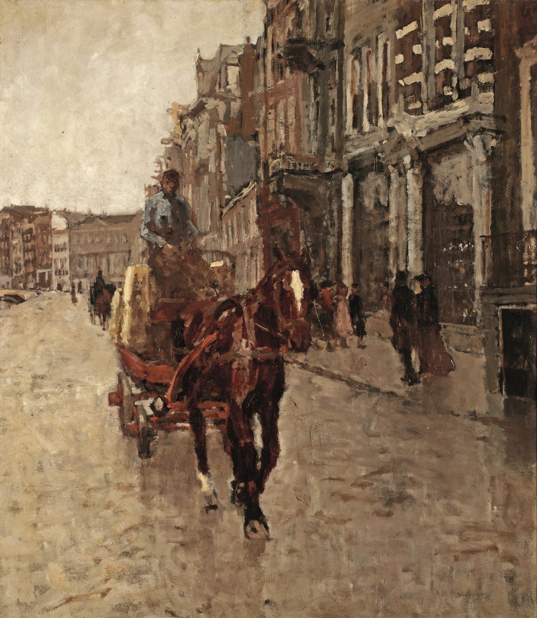 Rokin Westzijde: en hästdragen vagn på Rokin, Amsterdam av Georg-Hendrik Breitner