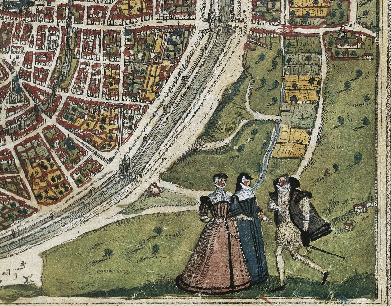 BRAUN, George (1541-1622). ORTELIUS, Abraham (1527-1598). HOGENBERG, Franz (1535-1590). Civitatis Orbis Terrarum (Theatrum orbis terrarum). 1572-1617. Paris (1572). Vänster nedre detalj. Volym I. Etsning. SPANIEN. KASTILIEN OCH LEON. Salamanca. Salamanca U av Georg Hogenberg Franz (1535 90) & Ortelius Abraham (1527 98) Braun