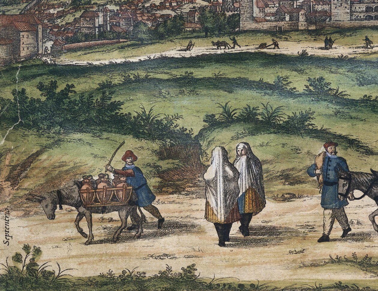 BRAUN, George (1541-1622). ORTELIUS, Abraham (1527-1598). HOGENBERG, Franz (1535-1590). Civitatis Orbis Terrarum (Theatrum orbis terrarum). 1572-1617. Granada (1572). Vänster detalj. Volym I. Etsning. SPANIEN. KASTILIEN OCH LEON. Salamanca. Salamancas univ av Georg Hogenberg Franz (1535-90) & Ortelius Abraham (1527-98) Braun