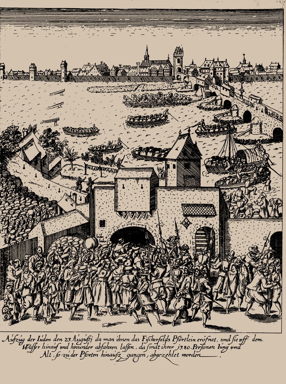Fettmilch-uppgången. Utvisning av judarna från Frankfurt den 23 augusti 1614, ca. 1616-1617. av Georg Keller