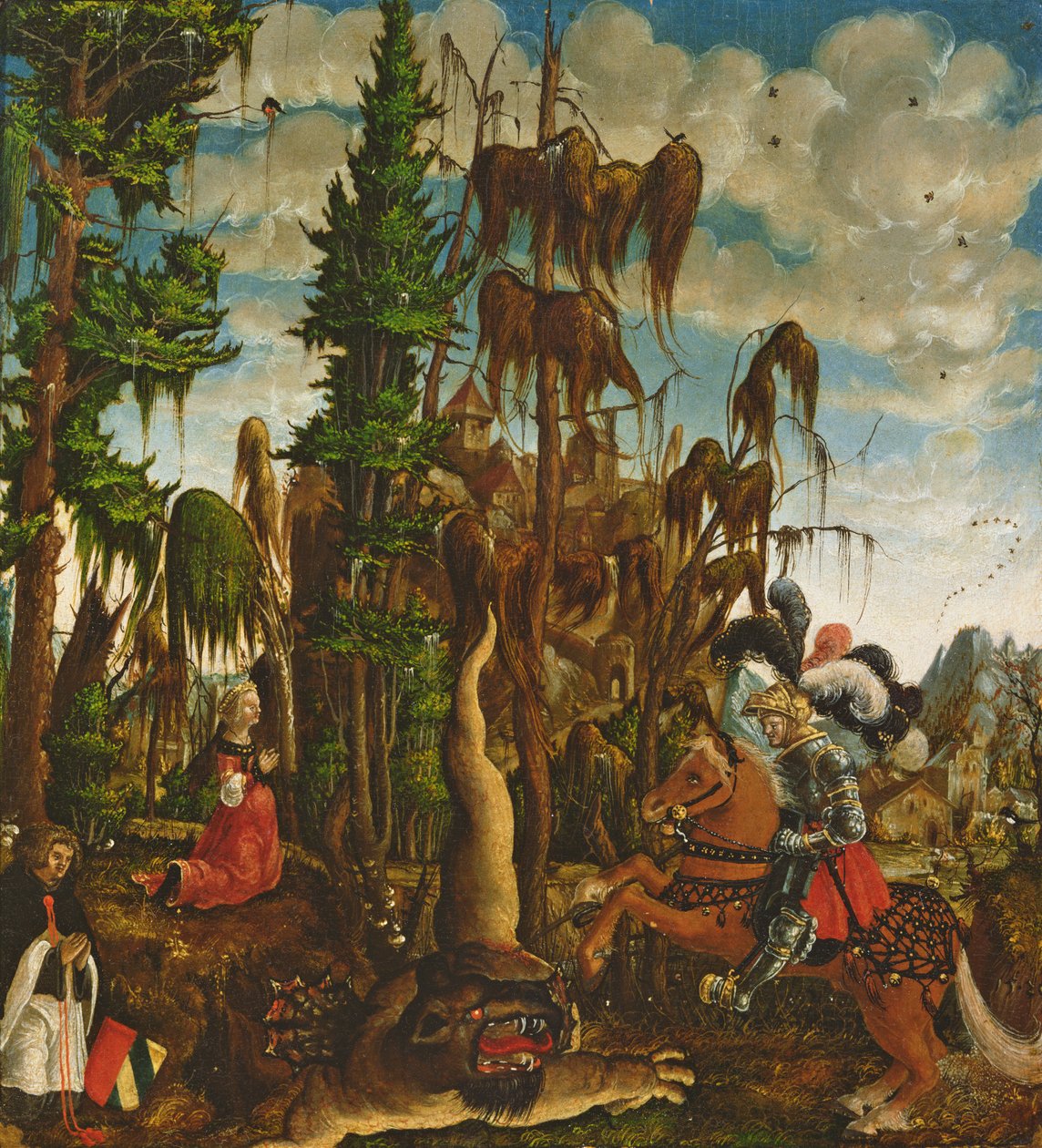 St. George räddar prinsessan från draken, 1520 av Georg Lemberger