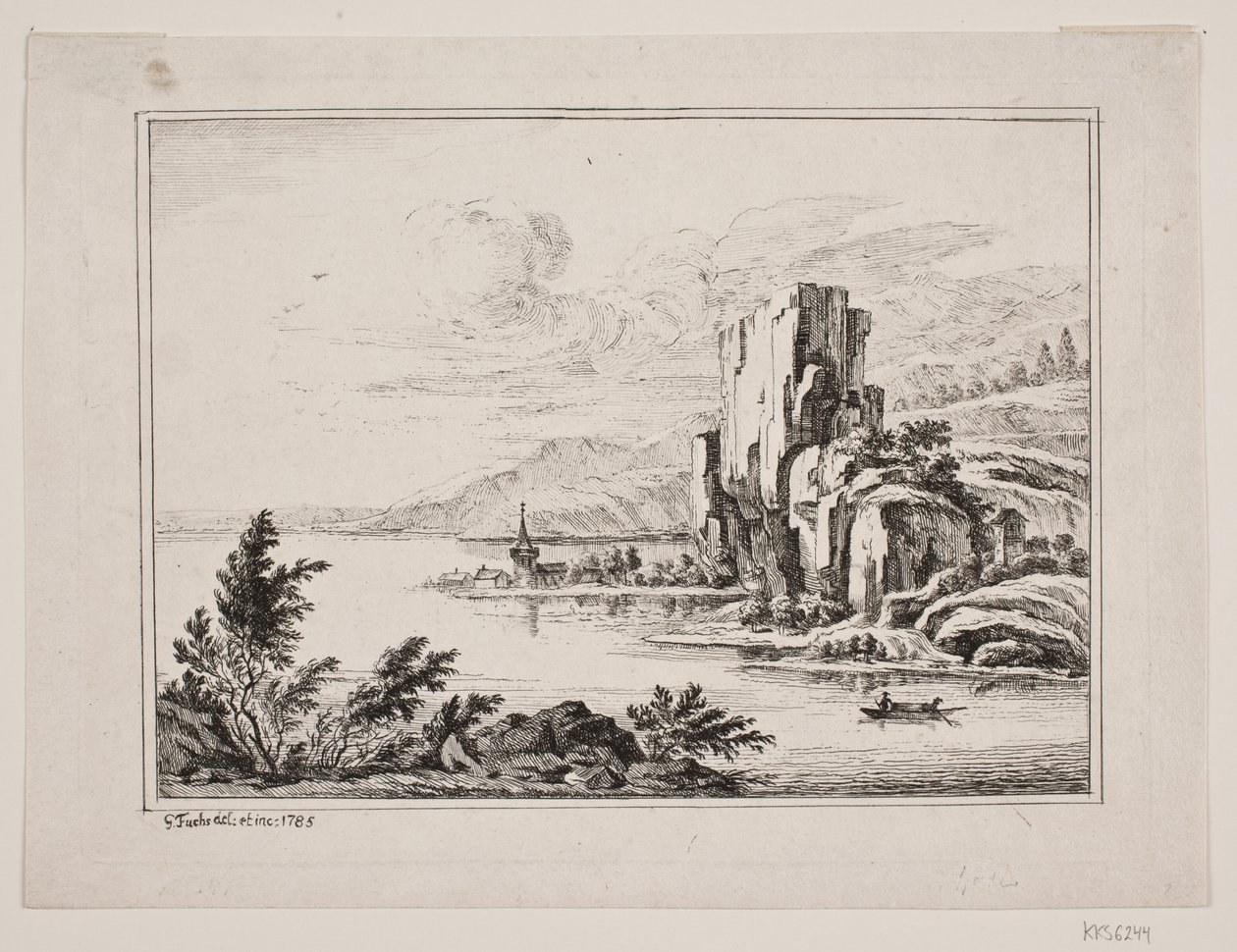 Bergsdel vid en sjö av Georg Mathias Fuchs