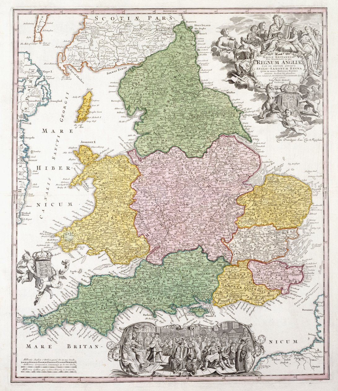 En karta över England, 1760 av Georg Matthäus Seutter