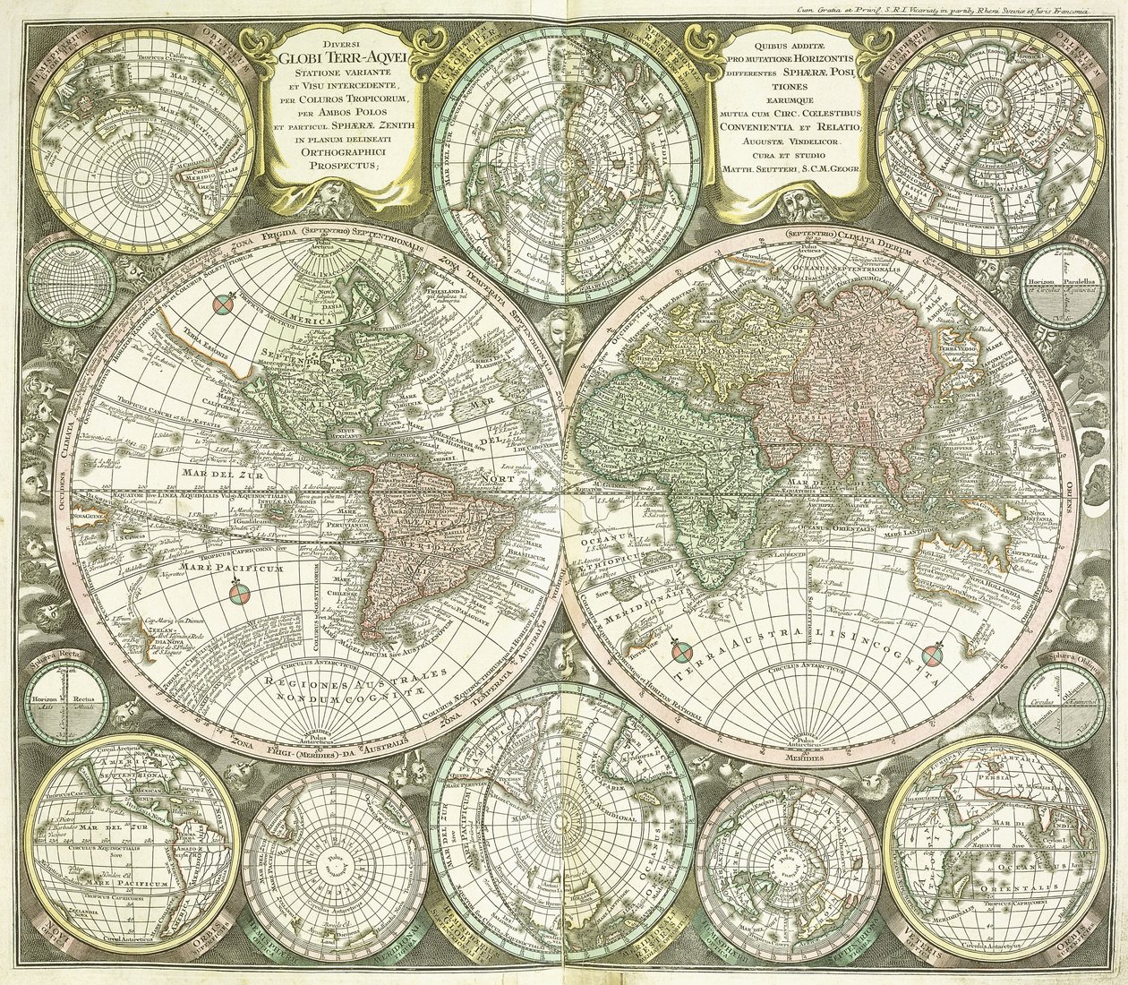 Karta över världen, 1744 av Georg Matthäus Seutter
