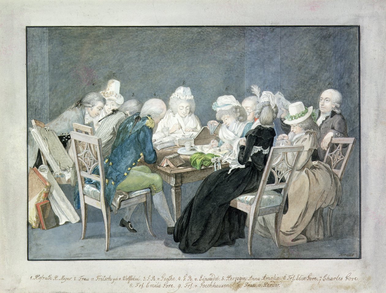 Soaré hos hertiginnan Anna Amalia av Saxe-Weimar, ca 1795 (akvarell) av Georg Melchior Kraus
