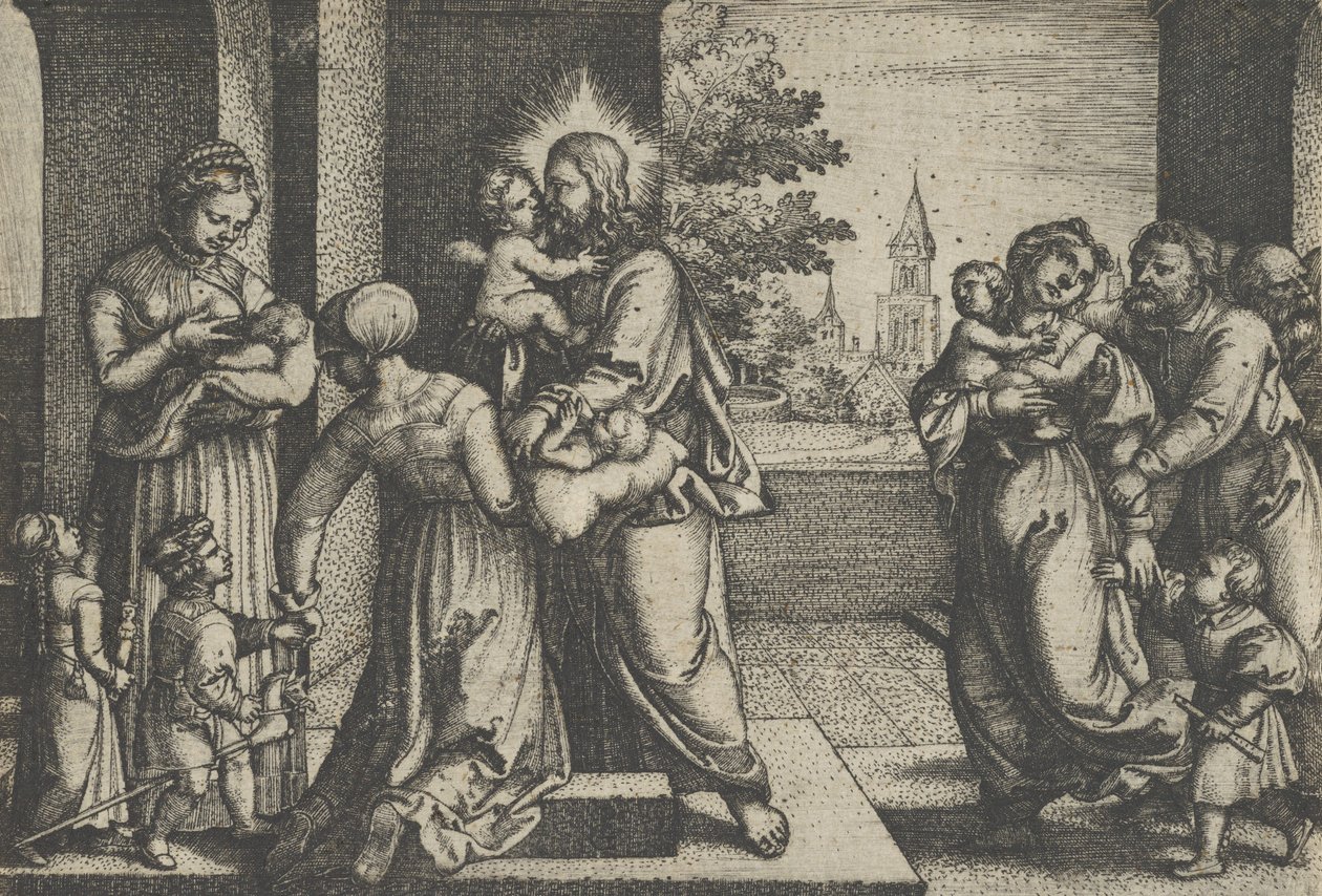 Kristus och barnen. av Georg Pencz