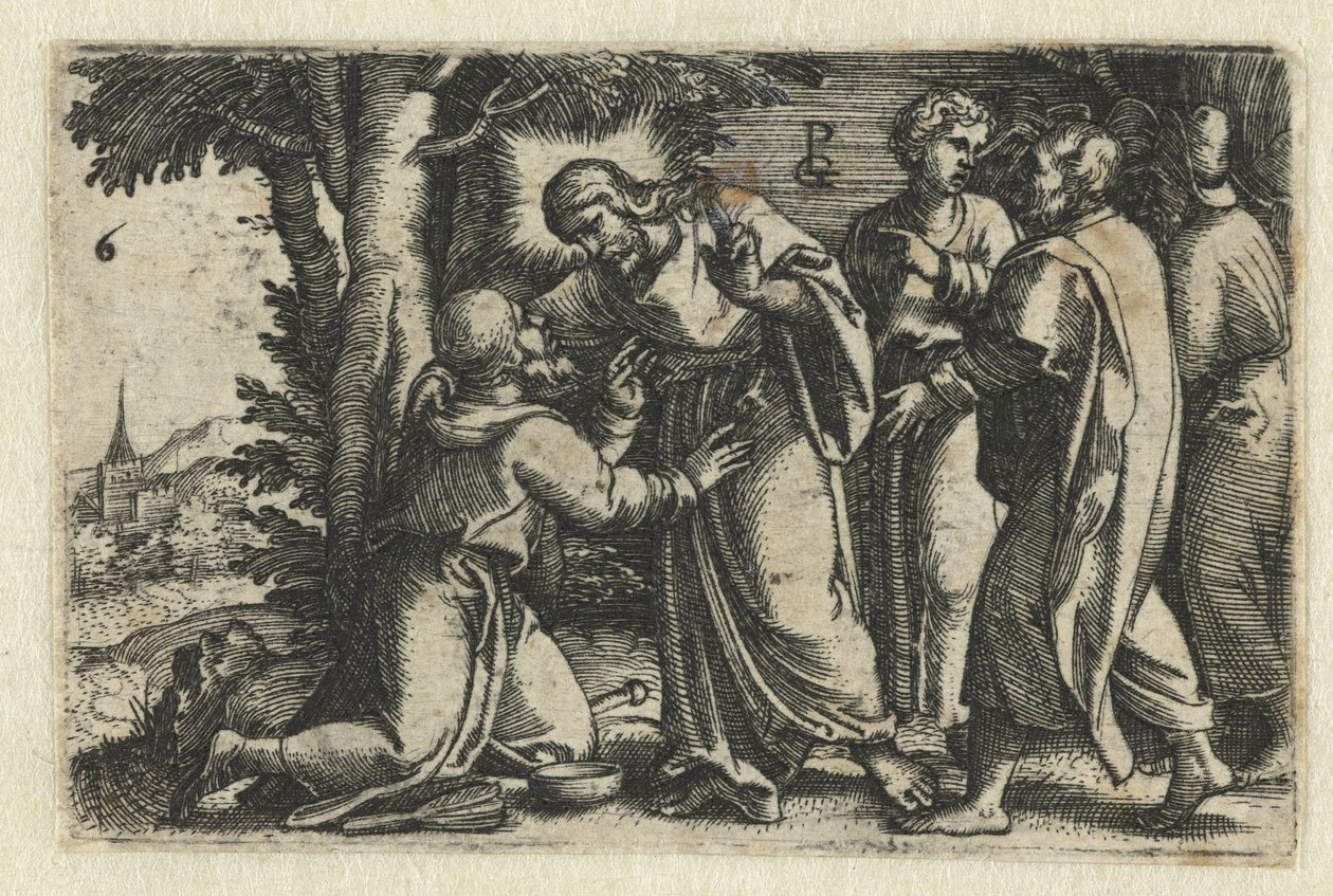 Kristus botar en spetälsk Life of Christ (serietitel) av Georg Pencz