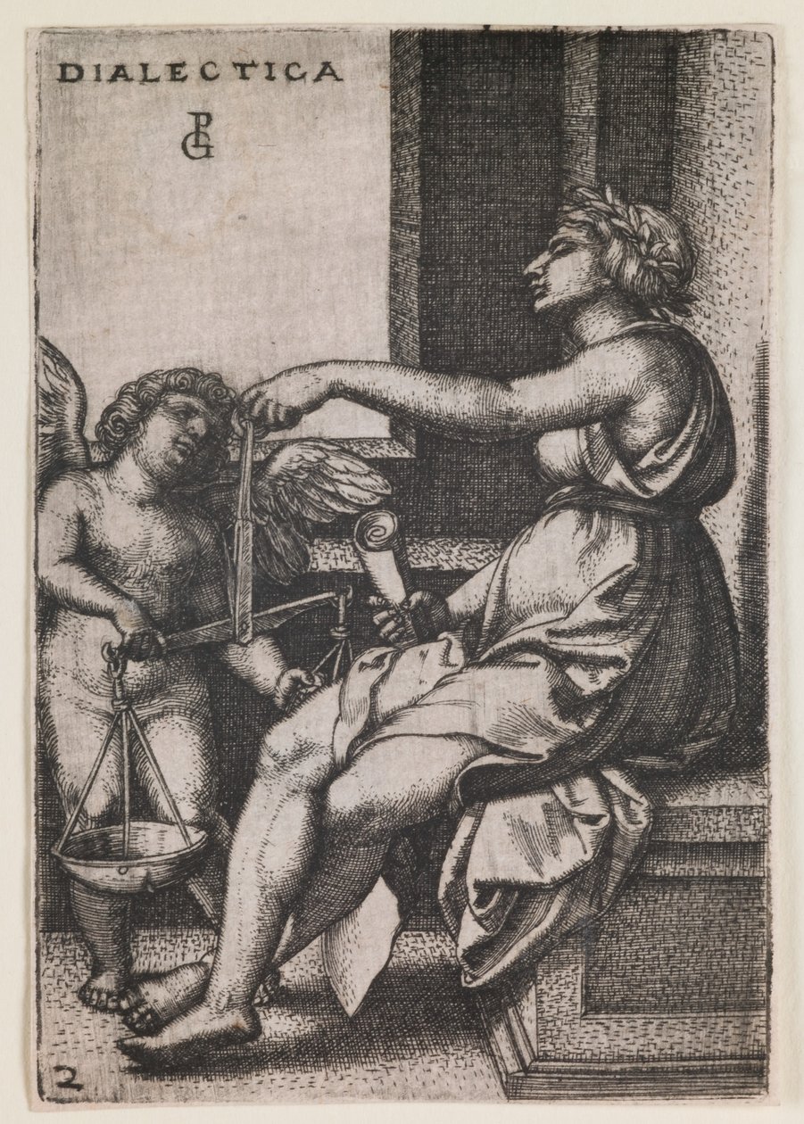 Dialectica, från serien "De fria konsterna", ca 1541 (gravyr) av Georg Pencz