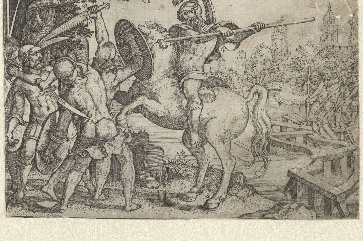 Horace Cocles försvarar bron över Tibern Berättelser från tidig romersk historia (serietitel) av Georg Pencz