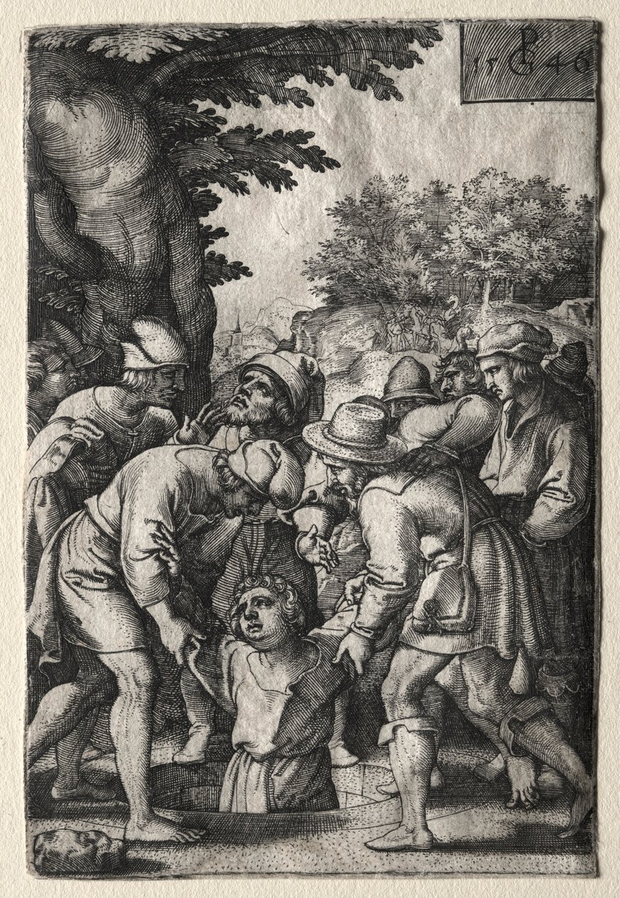 Joseph sänkt i en brunn, 1546. av Georg Pencz