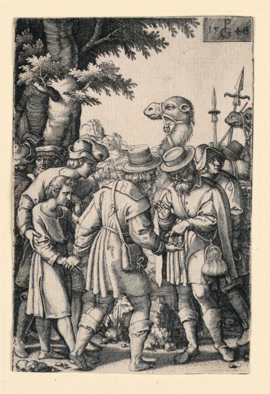 Josef såldes av sina bröder, från berättelsen om Josef av Georg Pencz