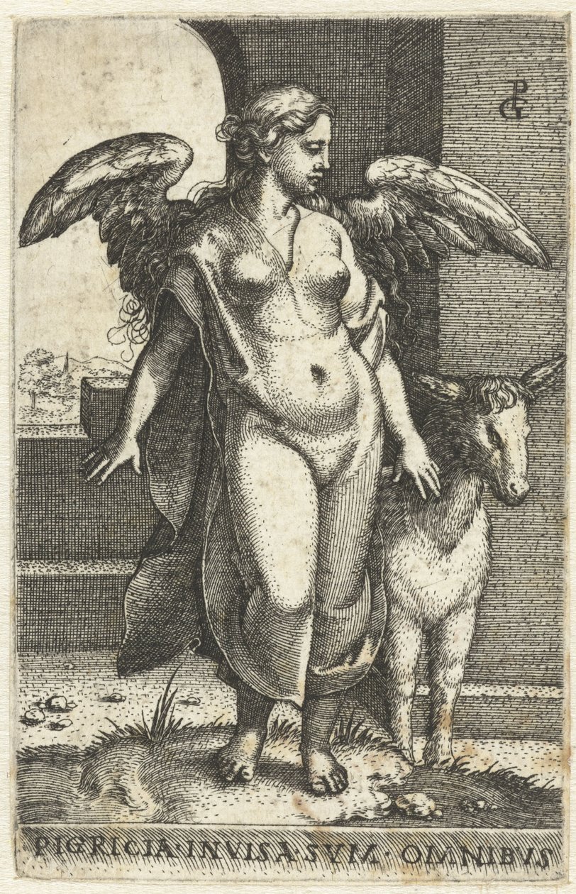 Luiheid (Pigritia Acedia) Pigricia invisa tång omnibus (titel på objekt) Zeven Hoofdzonden (serietitel) av Georg Pencz