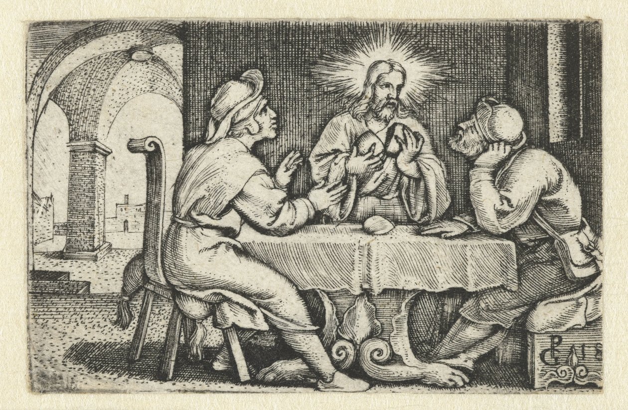 Måltid i Emmaus Life of Christ (serietitel) av Georg Pencz