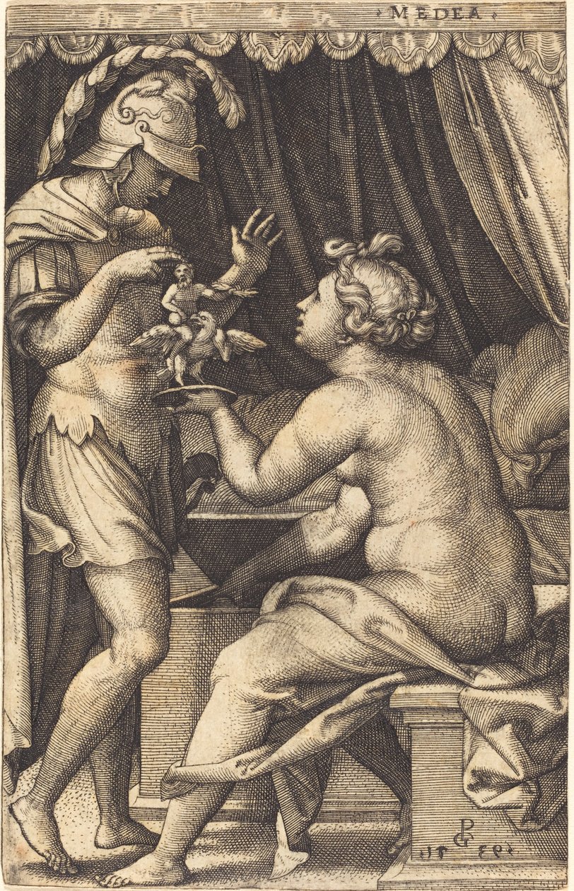 Medea returnerar penaten till Jason av Georg Pencz