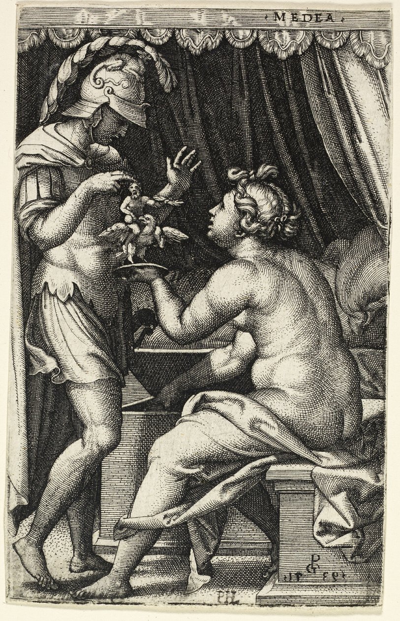 Medea och Jason, från Grekiska hjältinnor av Georg Pencz