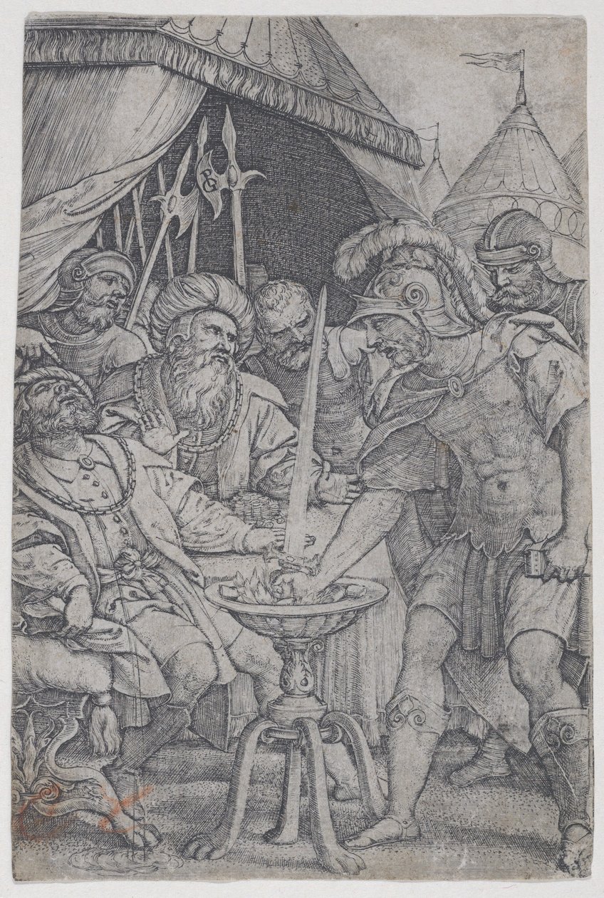 Mucius Scaevola och Porsenna, från Roman Heroes, 1535., 1535. av Georg Pencz