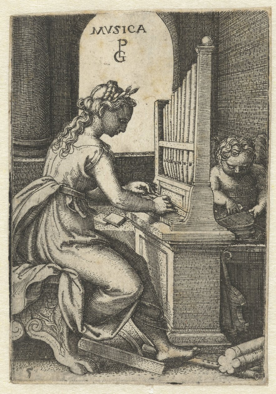 musik Musica (titel på objekt) Seven Liberal Arts (serietitel) av Georg Pencz