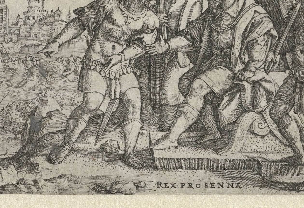 Porsenna får höra att Cloelia har rymt Rex Prosenna Cloelia (titel på objekt) Berättelser från tidig romersk historia (serietitel) av Georg Pencz