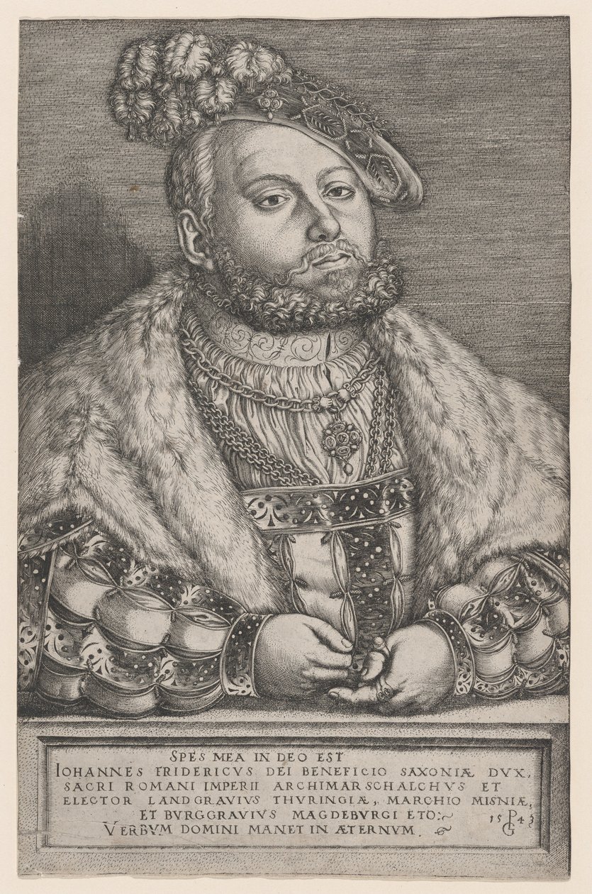 Porträtt av Johann Friedrich den Storsint, Kurfurst av Sachsen, 1543. av Georg Pencz