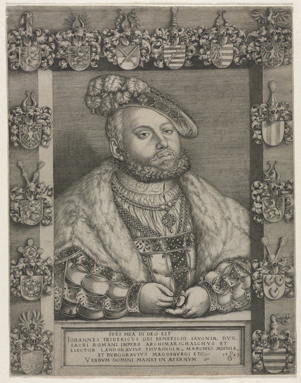 Porträtt av Johan Fredrik I "den ädelmodige", kurfurste av Sachsen av Georg Pencz