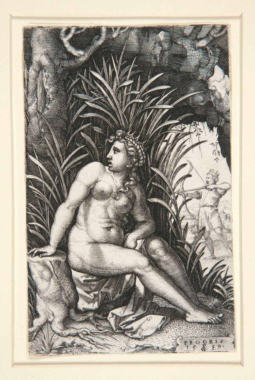 Procris och Cephalus, från serien The Greek Heroines av Georg Pencz