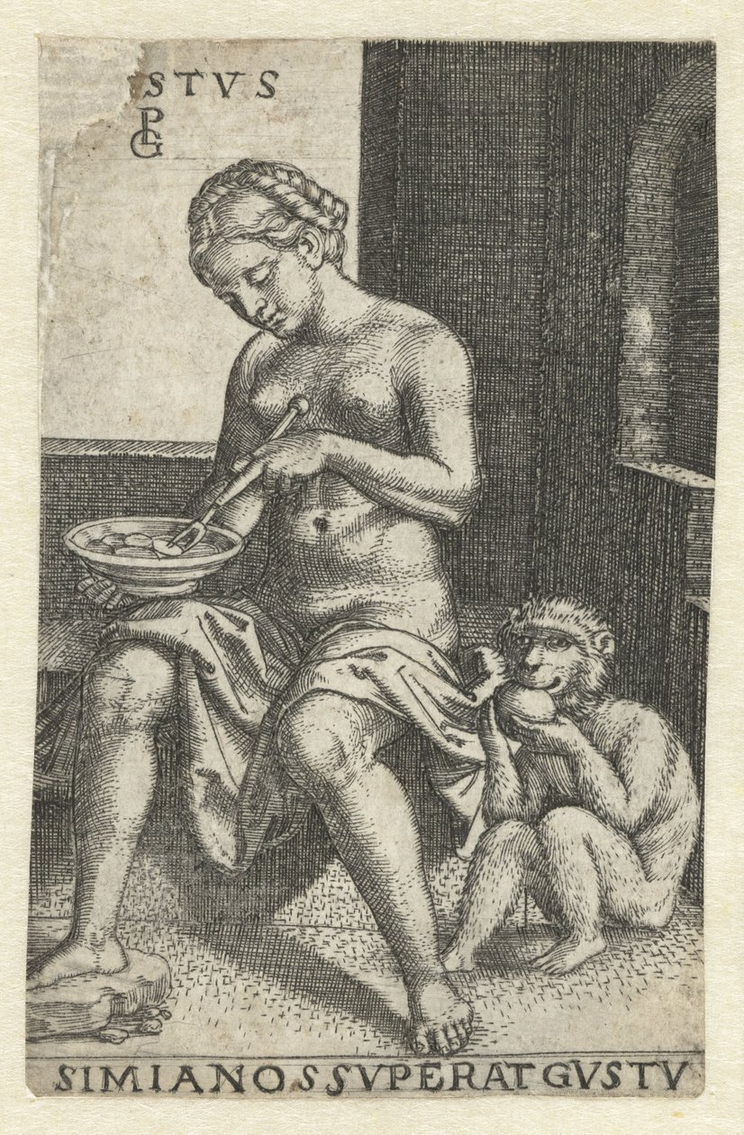 Smak (Gustus) Gvstvs simia nos svperat gvstv (titel på objekt) Five Senses (serietitel) av Georg Pencz