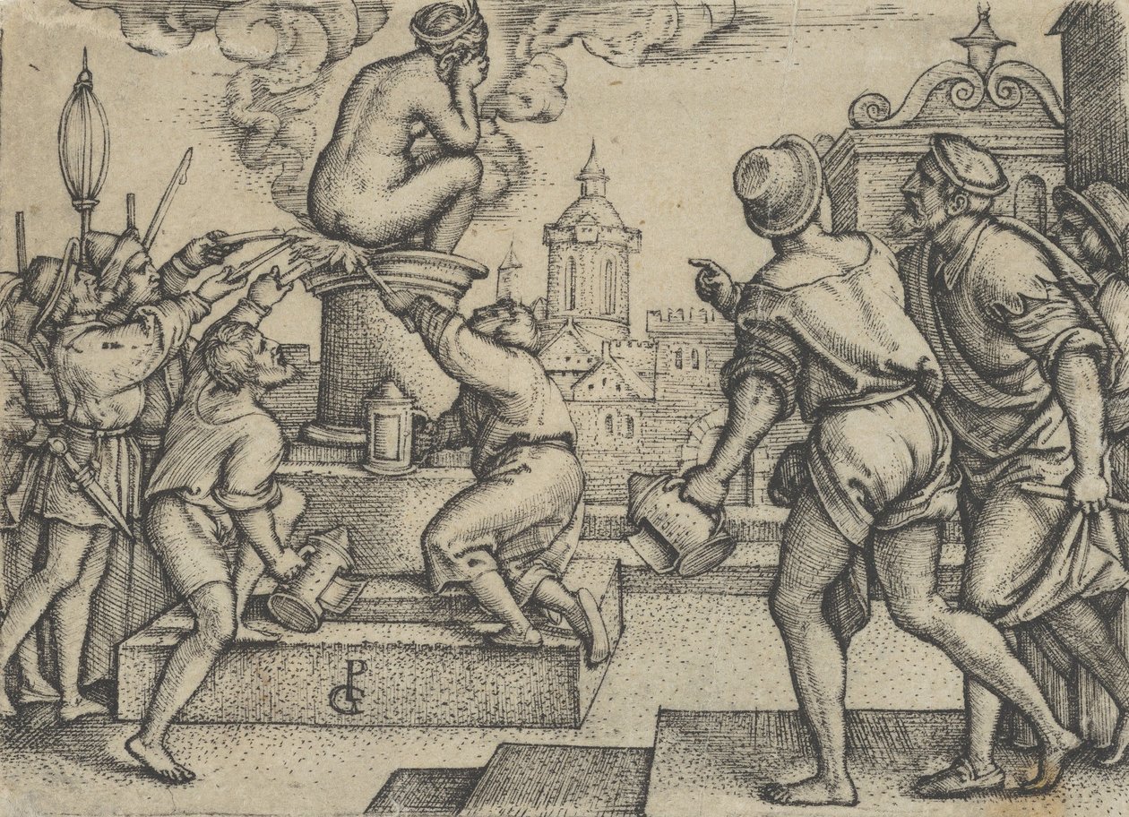 The Courtesan Punished, från The Story of the Magician Virgil. av Georg Pencz