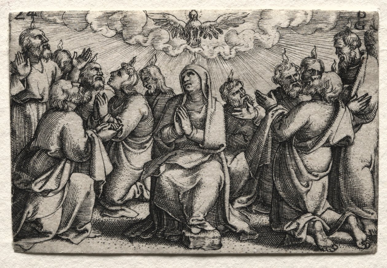 Jesu Kristi liv: Den Helige Andes nedstigning, ca. 1534-35. av Georg Pencz