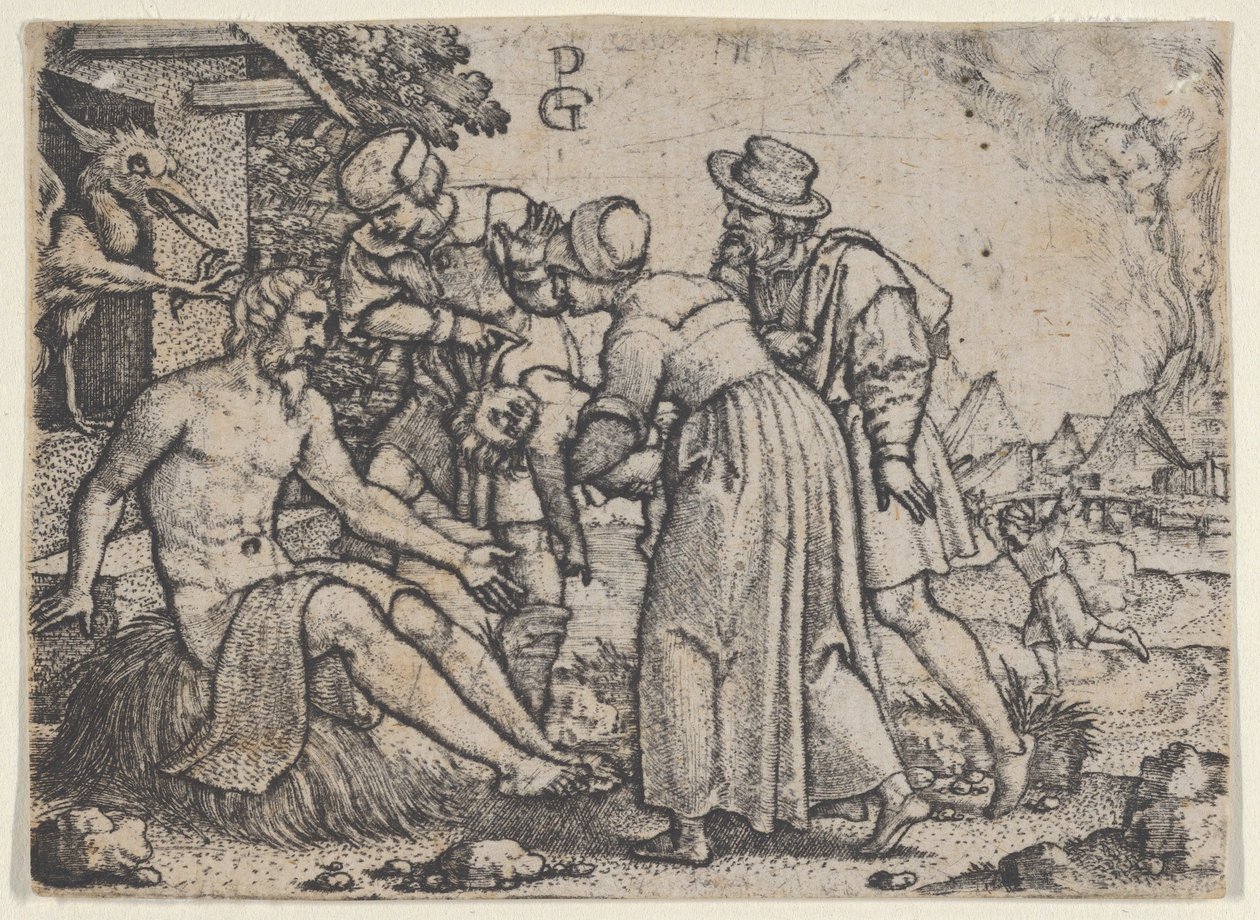 Förföljelsen av Job. av Georg Pencz