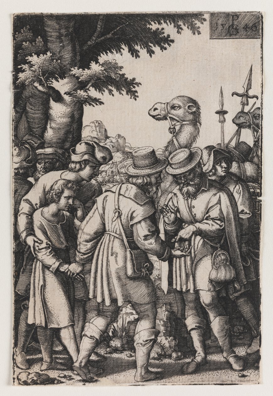 Berättelsen om Josef, Josef säljs av sina bröder, första hälften av 1500-talet (Gravyr) av Georg Pencz