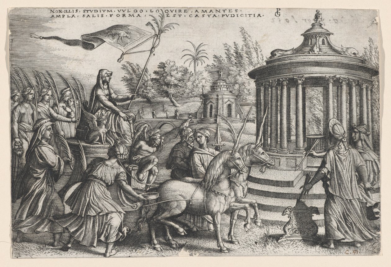 Kyskhetens triumf på kärleken, från Petrarkas triumfer. av Georg Pencz